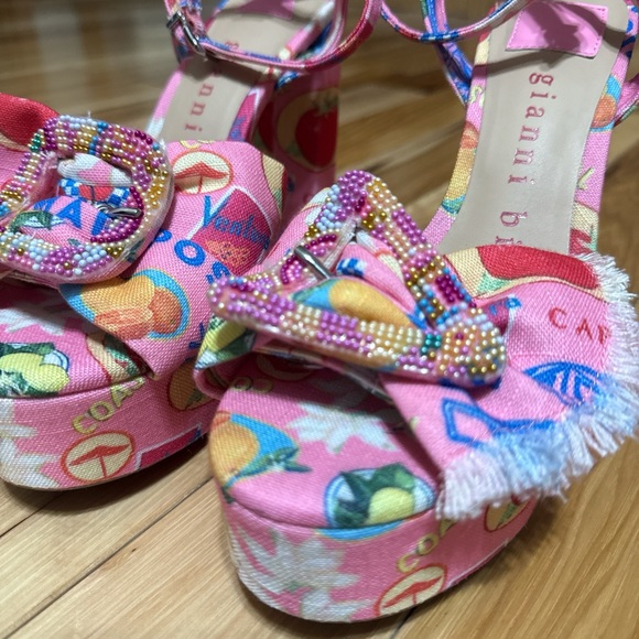 Tobias Linen Platform Heels Sandals - Picture 3 of 6